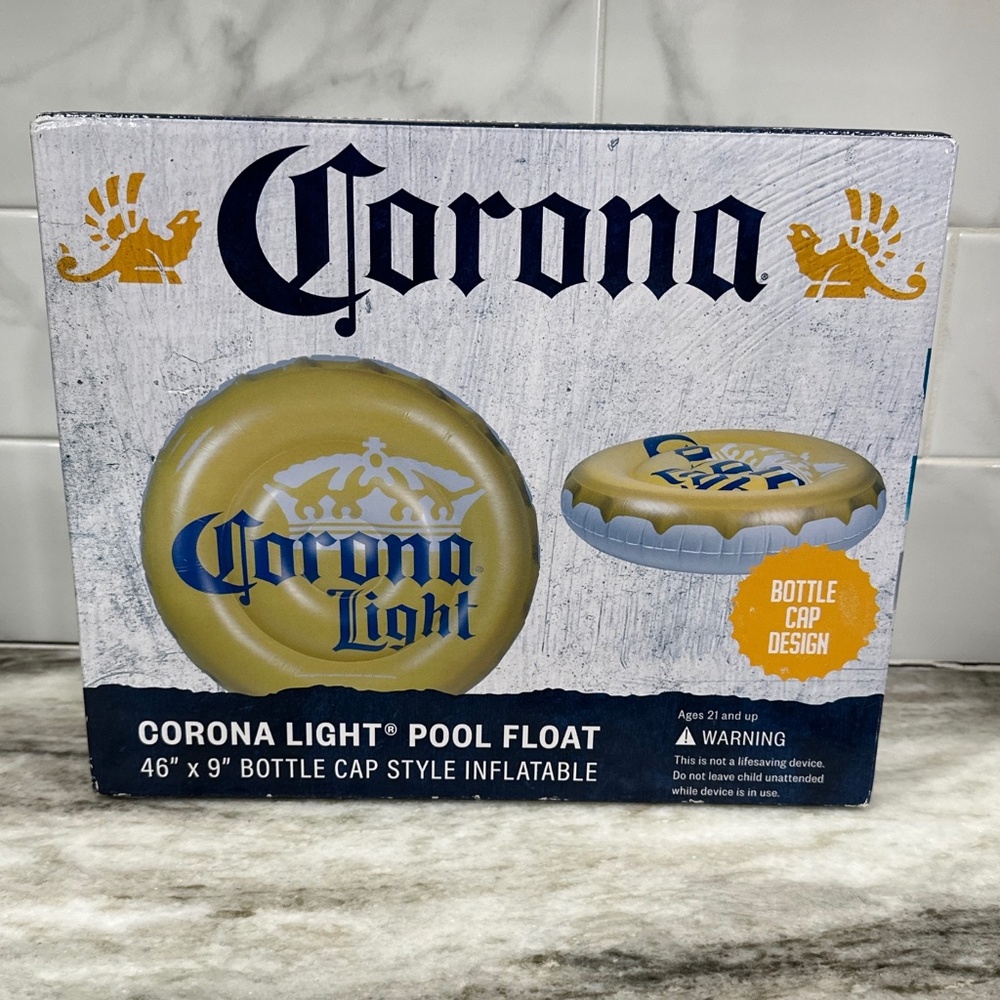 CORONA LIGHT Inflatable Beer CAP FLOAT Beach Swimming Pool Raft Round 46" x 9"